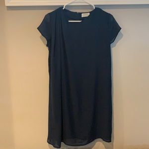 Zara Woman navy blue chiffon shift dress